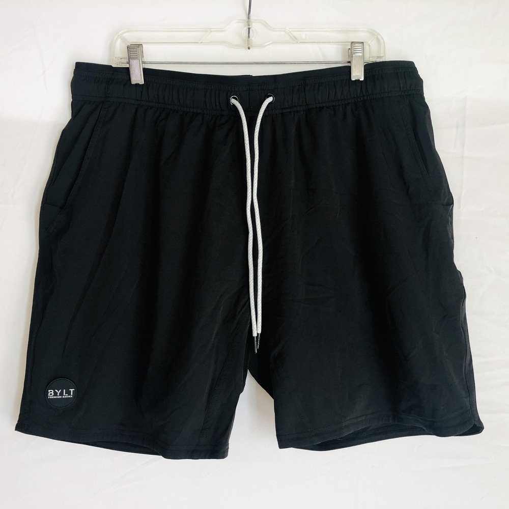 BYLT‎ Premium Basics Shorts Mens 2XL Black 2-in-1 Lined Athletic Training Gym